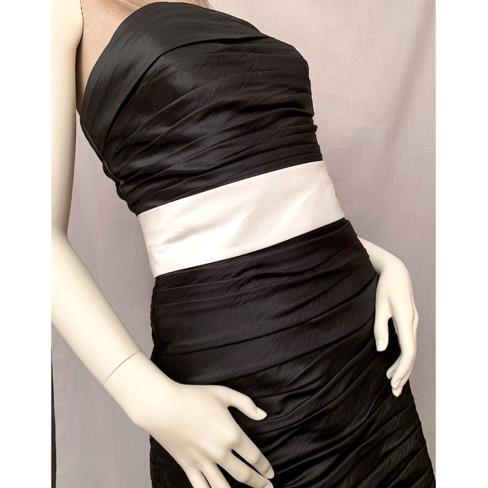Bill Levkoff Black Strapless Ruched Formal Dress 6